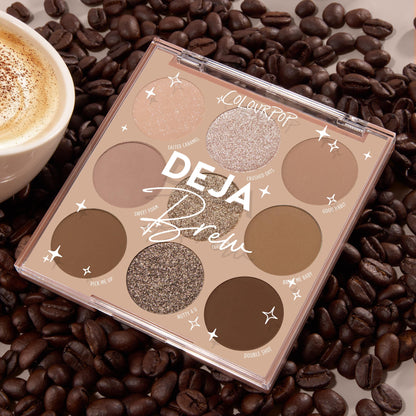 ColourPop Deja Brew Eyeshadow Palette – Cool-Toned Nude Shades, Matte & Metallic Finishes