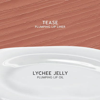 ColourPop Double the Juiciness Plumping Lip Liner & Oil Duo – Tease & Lychee Jelly (2 Count) | Non-Sticky Shine