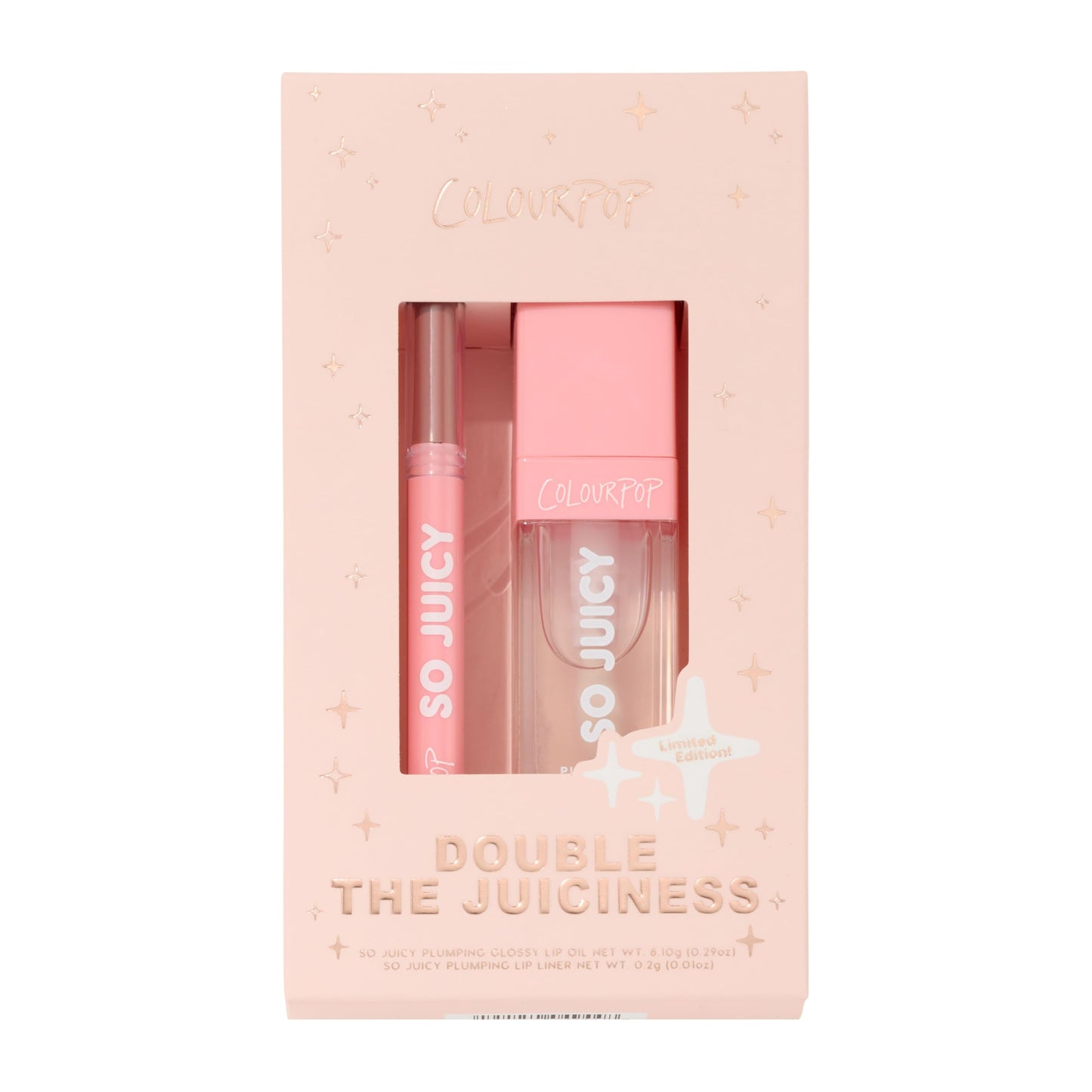 ColourPop Double the Juiciness Plumping Lip Liner & Oil Duo – Tease & Lychee Jelly (2 Count) | Non-Sticky Shine
