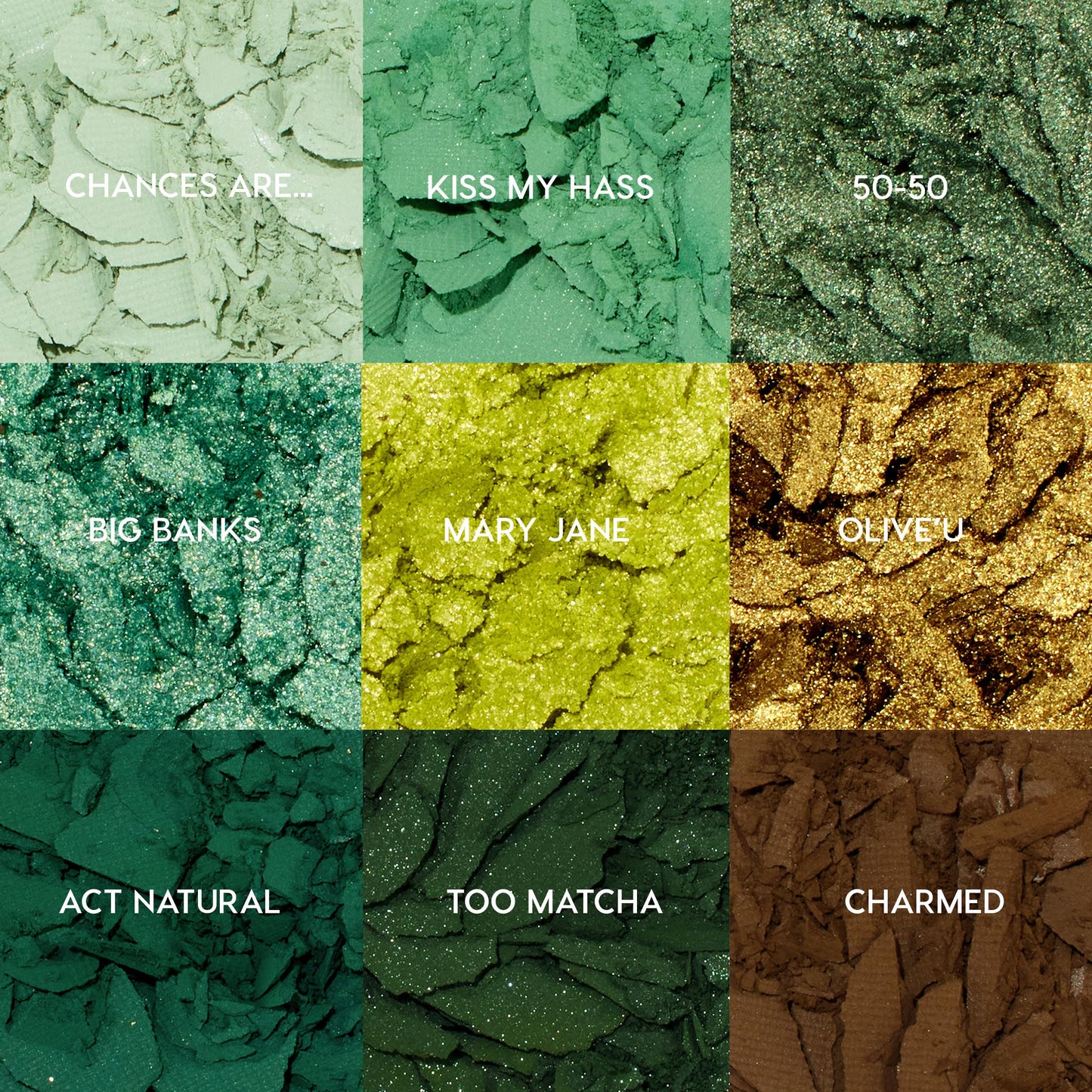ColourPop Just My Luck Green Eyeshadow Palette | 9 Matte & Metallic Greens, Long-Wearing, 0.3 oz