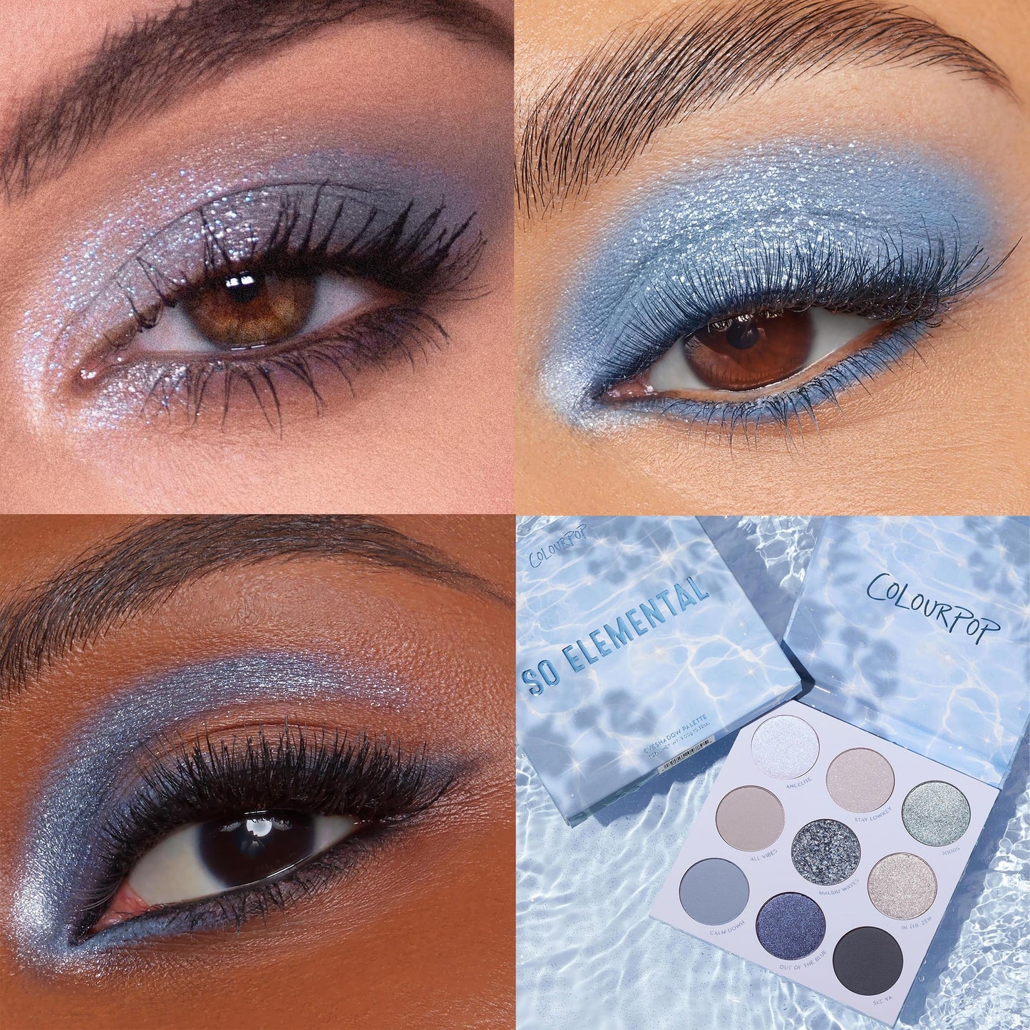 ColourPop So Elemental Eyeshadow Palette – Blue & Silver, Matte + Metallic Finishes (0.3 oz)