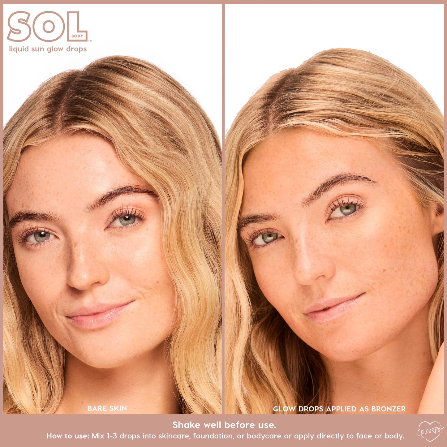 ColourPop Sol Liquid Sun Glow Drops - Buildable Face & Body Bronzer with Niacinamide & Peptides