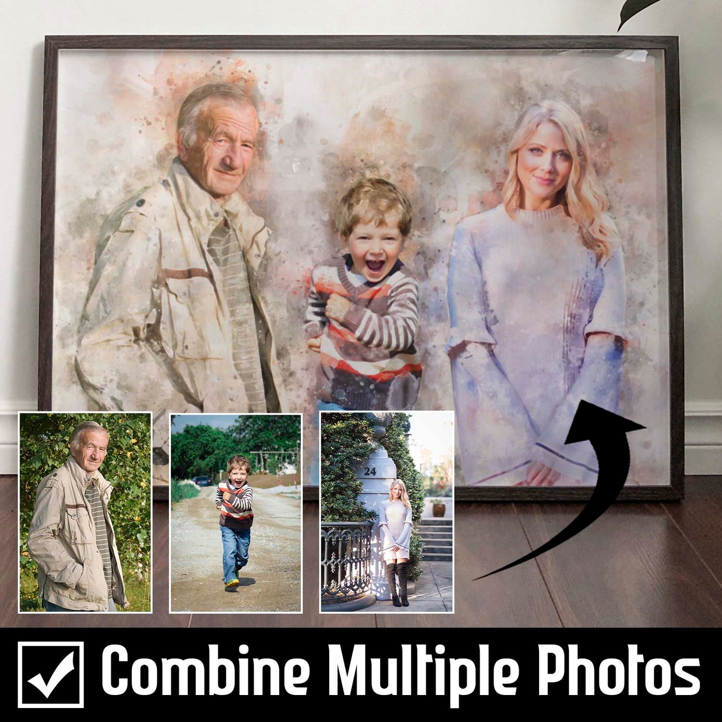 Personalised Watercolour Portrait - Canvas