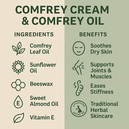 Natural Comfrey Leaf Balm & Oil | Handmade Knitbone Ointment for Joints, Muscles & Skin | UK Made