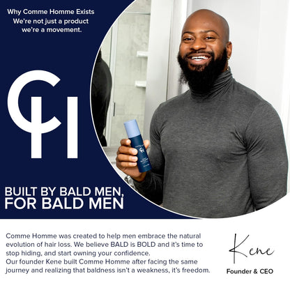 Comme Homme Scalp Exfoliator for Bald Men – Detoxifying Pre-Shave Scrub with Bamboo, Glycolic Acid, Aloe & Caffeine (5 fl oz / 150 ml)