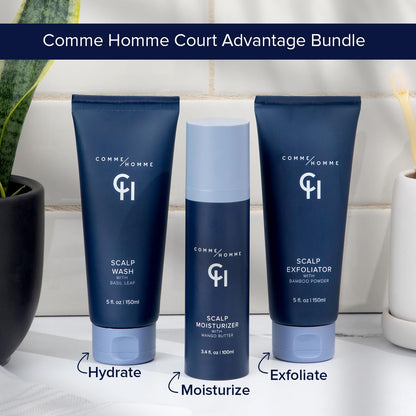 Comme Homme Scalp Exfoliator for Bald Men – Detoxifying Pre-Shave Scrub with Bamboo, Glycolic Acid, Aloe & Caffeine (5 fl oz / 150 ml)