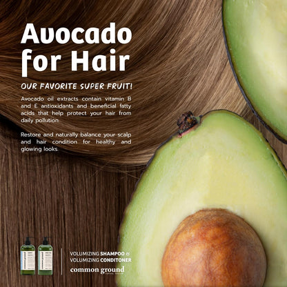 Common Ground Natural Shampoo & Conditioner Set — Paraben Free, Vegan, Plant-Based, Avocado Oil