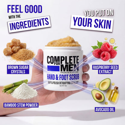 COMPLETE FOR MEN Hand & Foot Scrub – Exfoliating Sugar Scrub for Dry Skin
