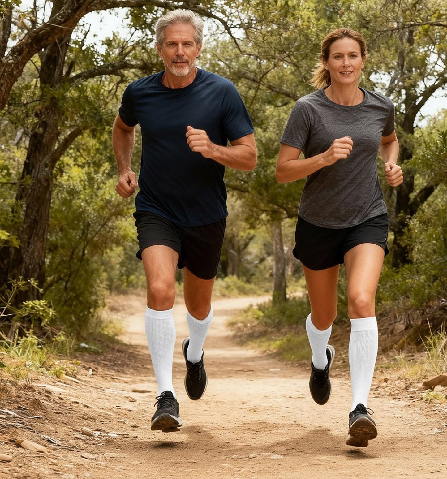 Compression Socks for Women & Men (20-30 mmHg) Knee-High Flight Socks, Calf Support for Travel, Running - Seamless Toe, Padded Heel and Sole
