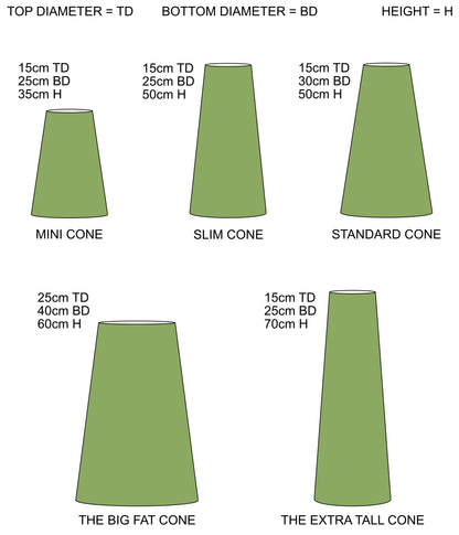 Summer garden Velvet cone lampshade, extra tall lampshade, Midnight