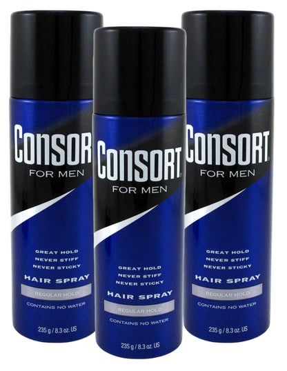 Consort Hair Spray 8.3 oz Regular Hold Aerosol – Pack of 3