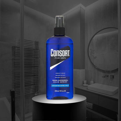 Consort Hair Spray 8 Oz Unscented X-Hold Pump – Non-Aero (Pack of 2)