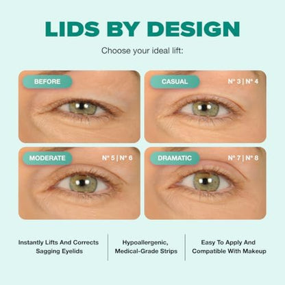Contours Rx Lids by Design – Assorted Instant Eyelid Lift Strips N°4–N°7 (80 Count) | Non-Surgical, Transparent Eyelid Tape