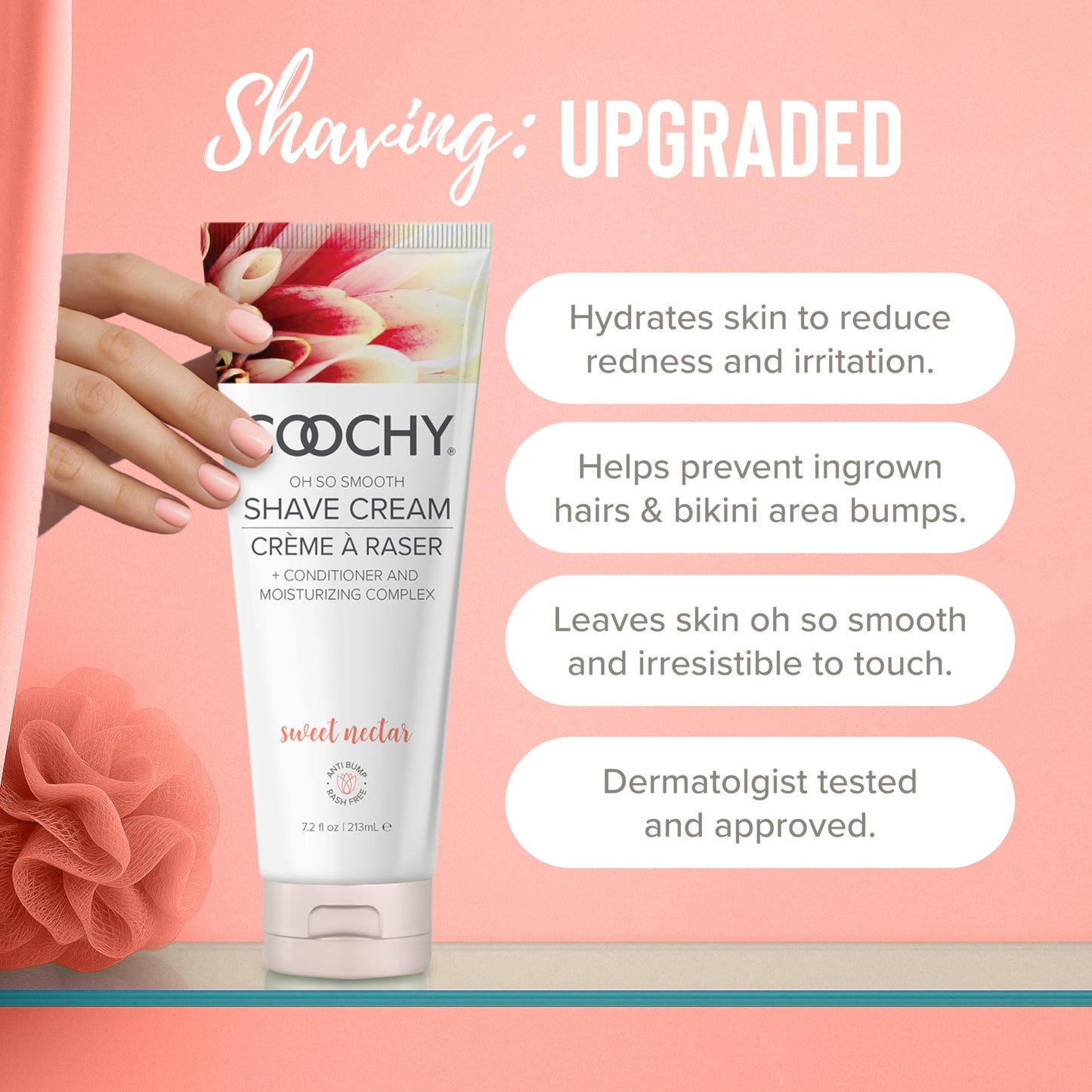 Coochy Shave Cream - Moisturizing Shave Lotion for Sensitive Areas | Hydrating & Gentle 7.2 oz