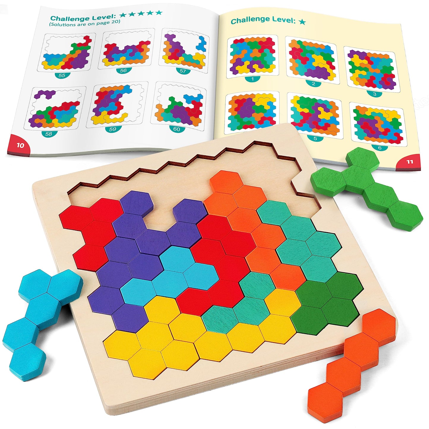 Coogam Wooden Tangram Puzzle – Colorful Tangram Brain Teaser & Montessori STEM Toy