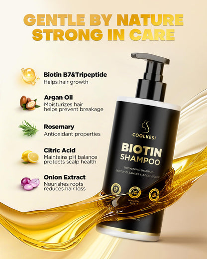 COOLKESI Tripeptide Biotin Hair Growth Shampoo & Conditioner Set – Onion Anti-Loss, Volumizing & Moisturizing Treatment