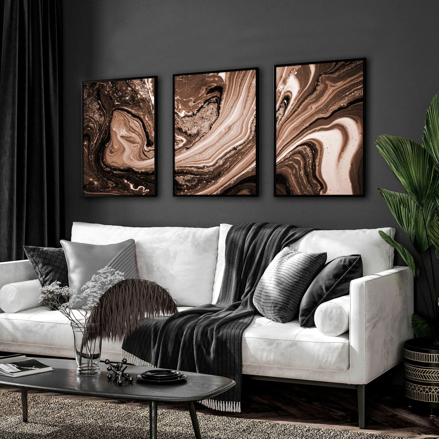Copper Wall art | set of 3 framed wall art prints