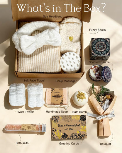 Coralogo Natural Spa Gift Baskets – 11-Piece Self-Care Gift Set for Women