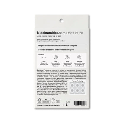 Cordiale Niacinamide Microdart Patches with Salicylic Acid & Peptide – Deep Blemish & Dark Spot Care (12 Count)