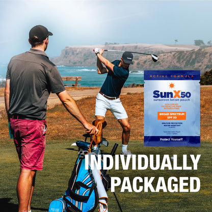 CoreTex Sun X 50 SPF Packets - 15-Pack with Travel Bag, 80-Minute Water Resistant, Reef Safe