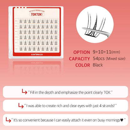 CORINGCO Toktok Hara Light Self-Adhesive False Eyelashes – Cherry Coke Light, 9–11mm, No Glue Needed, Reusable