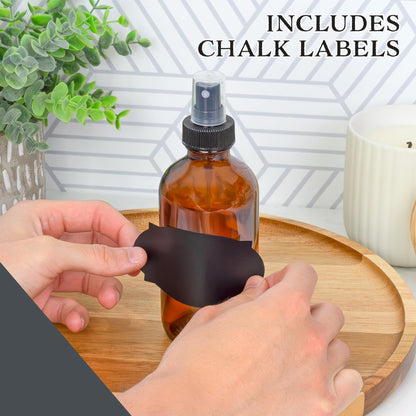 Cornucopia Brands 8oz Amber Glass Fine Mist Spray Bottles (4-Pack) – Boston Round with Atomizers
