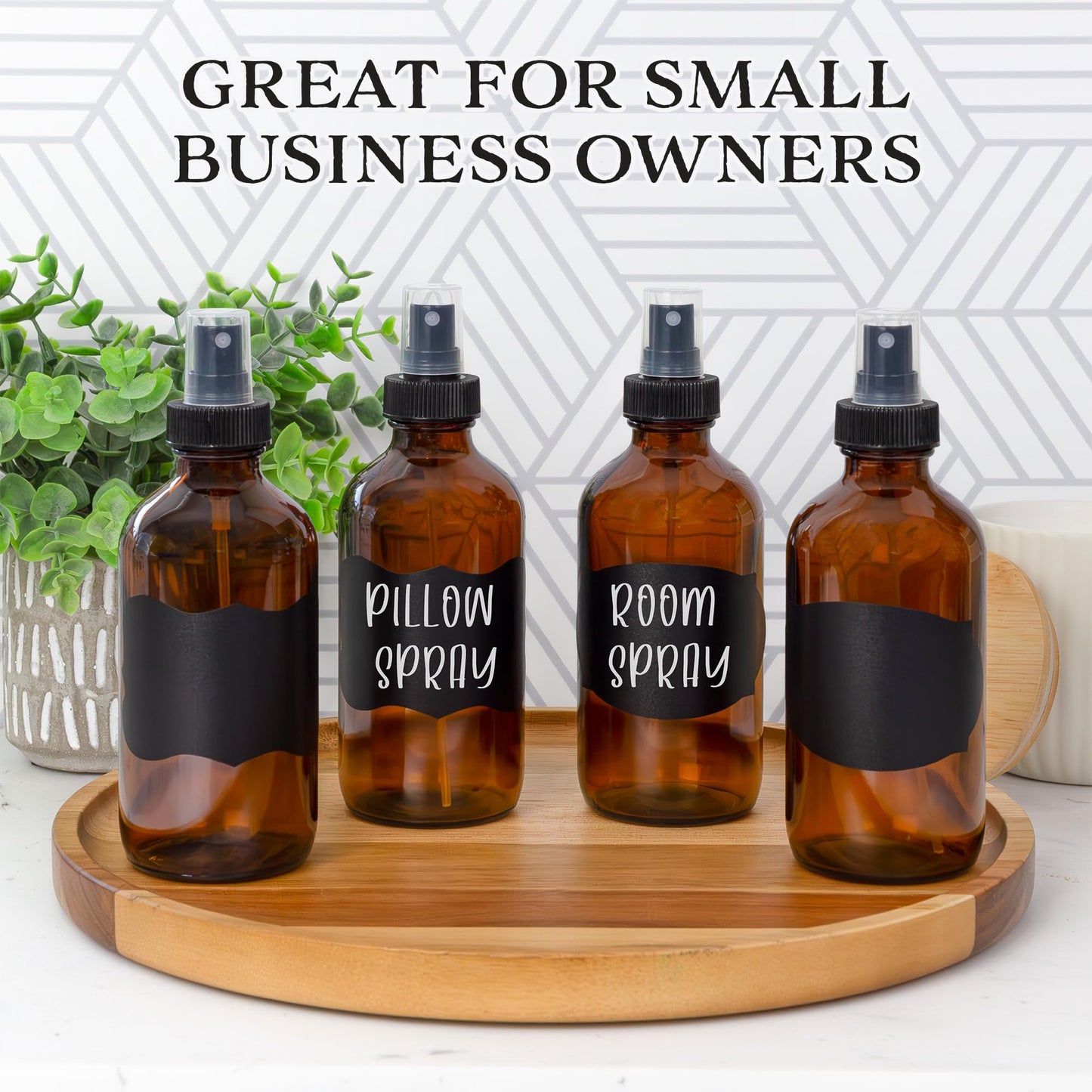 Cornucopia Brands 8oz Amber Glass Fine Mist Spray Bottles (4-Pack) – Boston Round with Atomizers