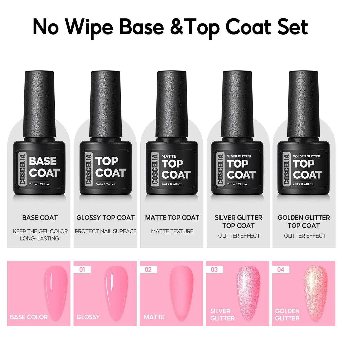 COSCELIA 40pc Gel Nail Polish Set – 35 Colors + Base & Top Coats for At-Home Manicures