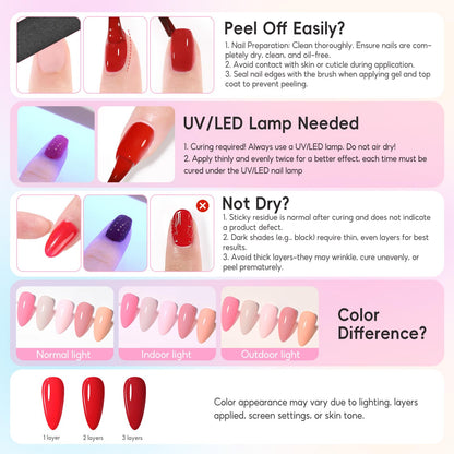 COSCELIA 40PCS Gel Nail Polish Set – 36 Winter Colors with Matte & Glossy Finishes, Base & Top Coat