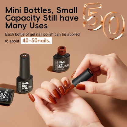 COSCELIA 25 PCS Nude Brown Gel Nail Polish Set – 20 Colors + 5 Top & Base Coats, DIY Manicure Starter Kit