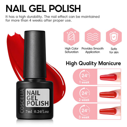 COSCELIA 52pcs Gel Nail Polish Kit with UV Light – 35 Colors Spring Cream Collection + 5 Top/Base Coats