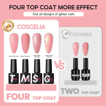 COSCELIA 52pcs Gel Nail Polish Kit with UV Light – 35 Colors Spring Cream Collection + 5 Top/Base Coats
