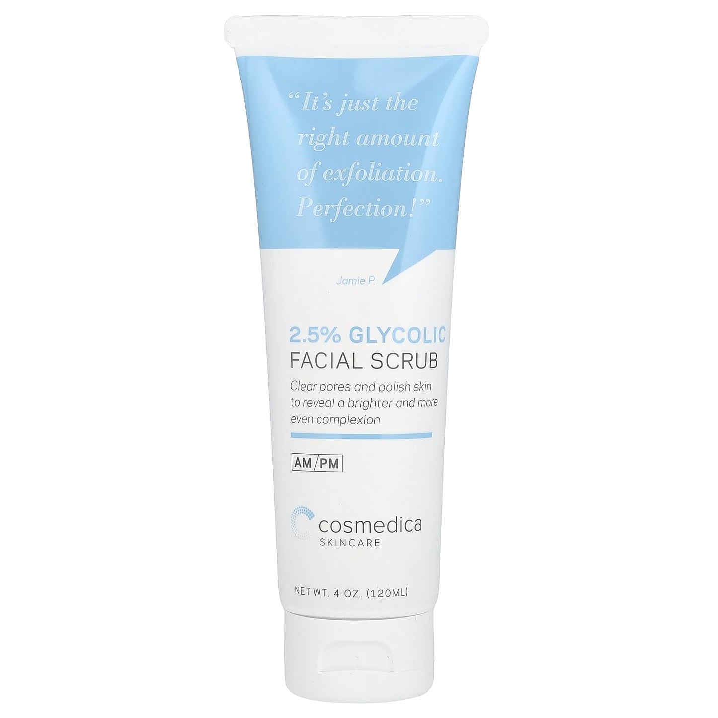Cosmedica Glycolic Acid 2.5% Facial Scrub — Resurfacing Exfoliant for Brighter, Even-Toned Skin (4 oz)