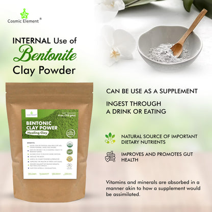 Cosmic Element 100% Pure Calcium Bentonite Clay Powder – Food Grade, Vegan, 4 oz