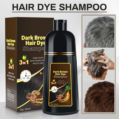 Cosmpro Dark Brown Hair Dye Shampoo 3-in-1 – Semi-Permanent Gray Coverage, 16.9 fl oz