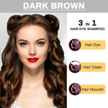 Cosmpro Dark Brown Hair Dye Shampoo 3-in-1 – Semi-Permanent Gray Coverage, 16.9 fl oz