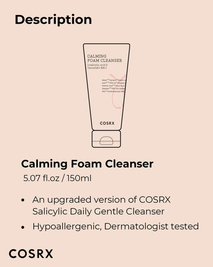 COSRX AC Collection Calming Foam Cleanser - Salicylic Acid Acne Cleanser (150ml) | Animal Testing Free