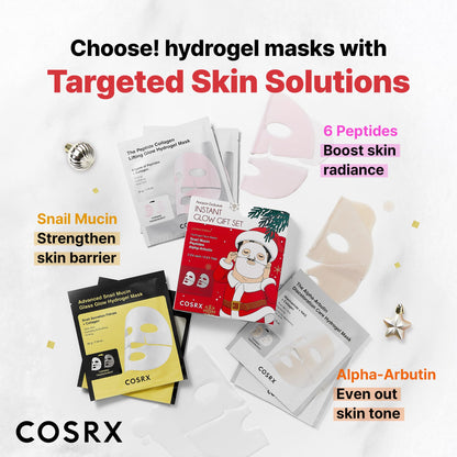 COSRX Glow-Boosting Face Mask Gift Set – Snail Mucin, 6 Peptides & Alpha-Arbutin
