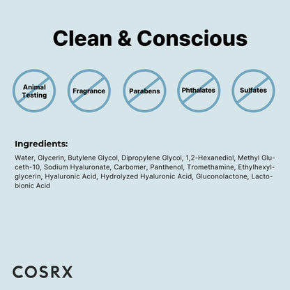 COSRX Hydrium Triple Hyaluronic Moisture Ampoule 40ml | Hyaluronic Acid Serum | Korean Skin Care, Animal Testing Free, Paraben Free