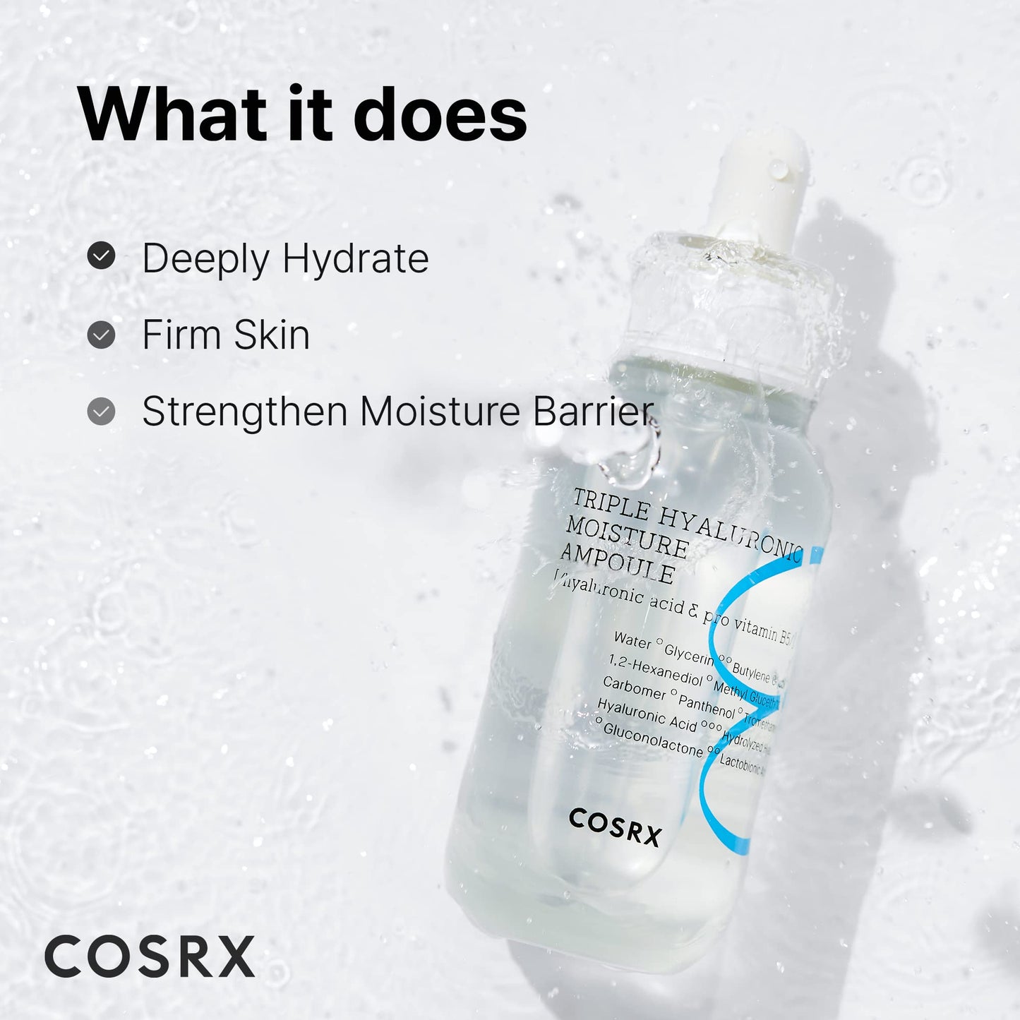 COSRX Hydrium Triple Hyaluronic Moisture Ampoule 40ml | Hyaluronic Acid Serum | Korean Skin Care, Animal Testing Free, Paraben Free