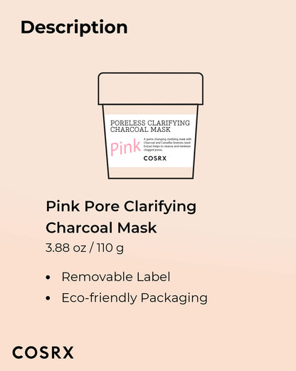 COSRX Pink Pore Clarifying Charcoal Mask – 3.8 fl oz / 110 g | Pore Refining & Color-Changing
