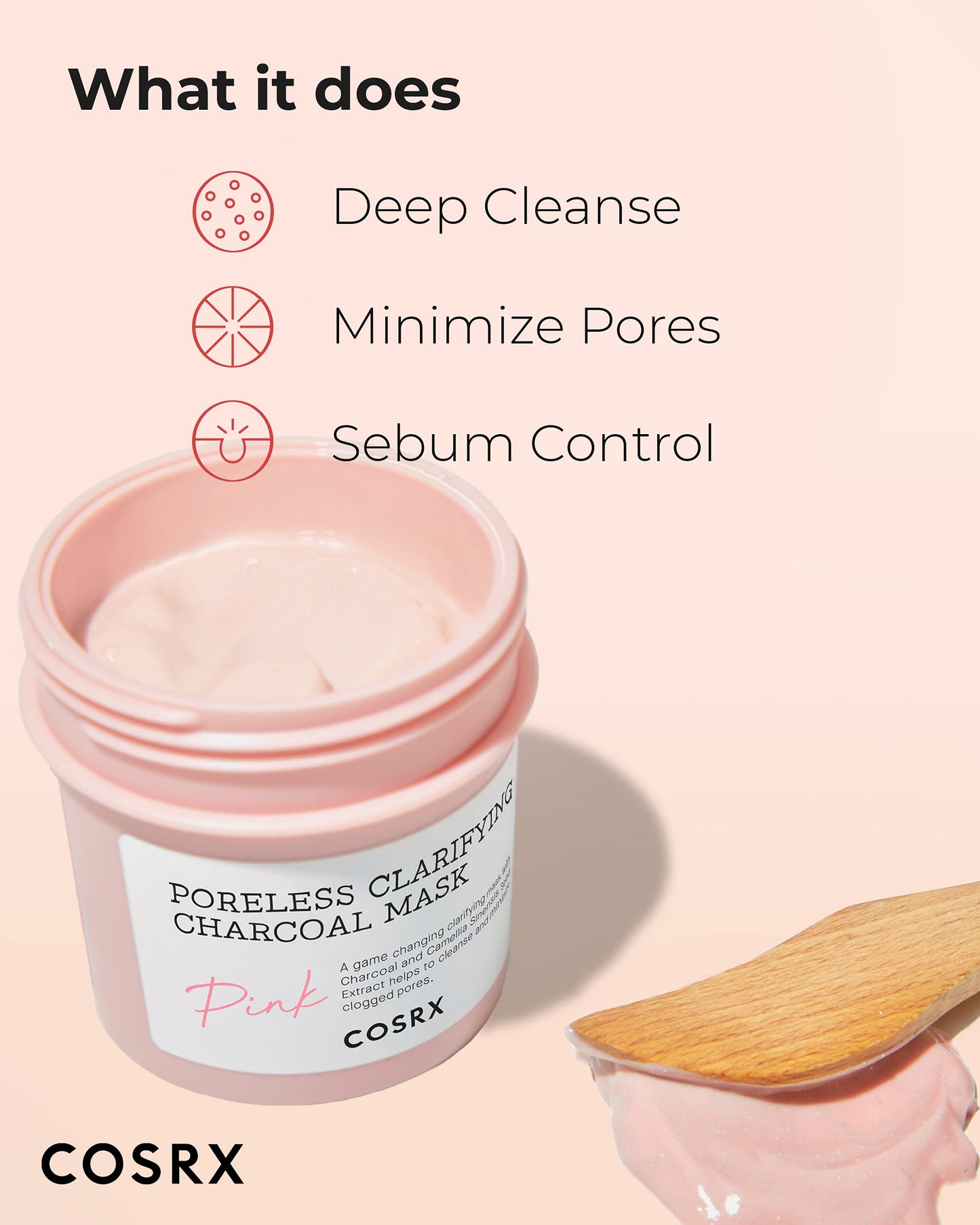 COSRX Pink Pore Clarifying Charcoal Mask – 3.8 fl oz / 110 g | Pore Refining & Color-Changing