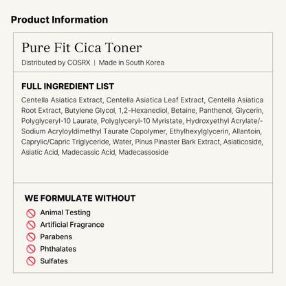 COSRX Pure Fit CICA Toner - Soothing Centella Toner for Sensitive Skin, 150ml