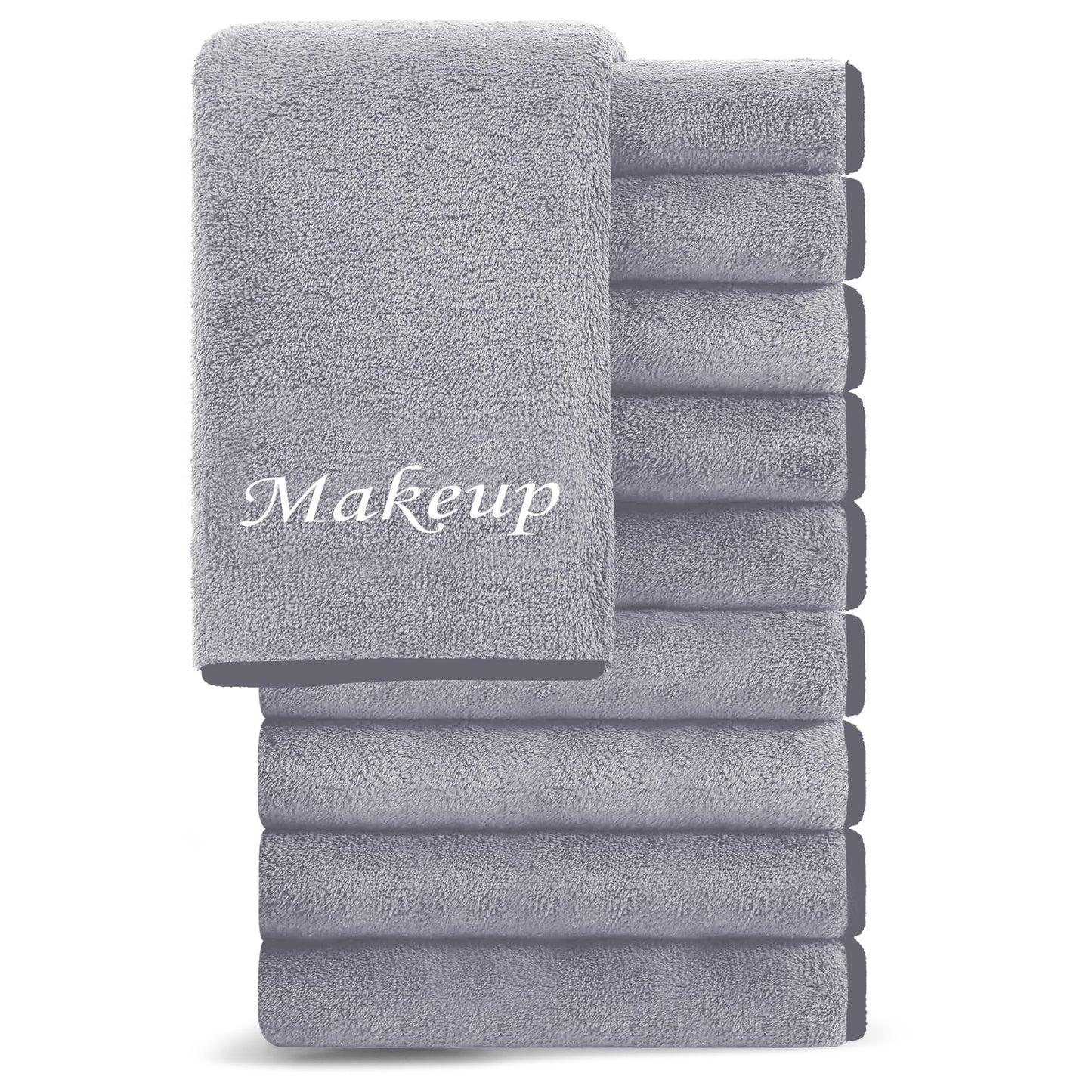 Cosy Family 10 Pack Makeup Remover Cloths - Soft Microfiber Facial Cleansing, 12x12 in, Grey