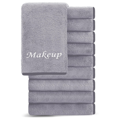 Cosy Family 10 Pack Makeup Remover Cloths - Soft Microfiber Facial Cleansing, 12x12 in, Grey