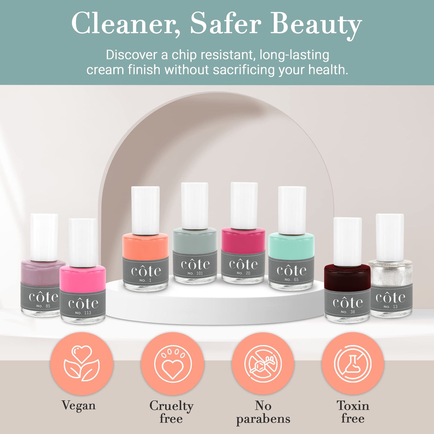 Côte Nail Polish No.122 Caramel Clay Brown – Quick Dry, Vegan, Cruelty-Free, Chip-Resistant (0.4 oz)