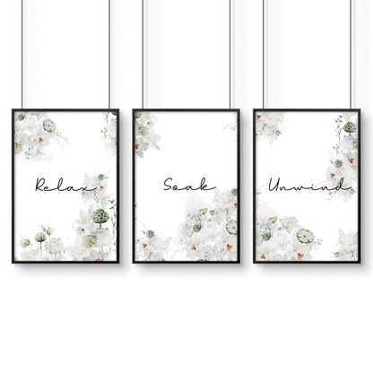 Country decor for Bathroom Set of 3 wall art
