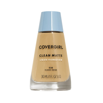 COVERGIRL Clean Matte Liquid Foundation 530 Classic Beige – Oil-Control, 2-Pack, 1 oz