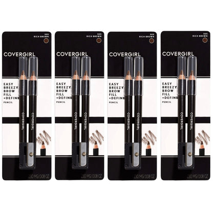CoverGirl Easy Breezy Brow Fill+Define Pencils Rich Brown – Pack of 4