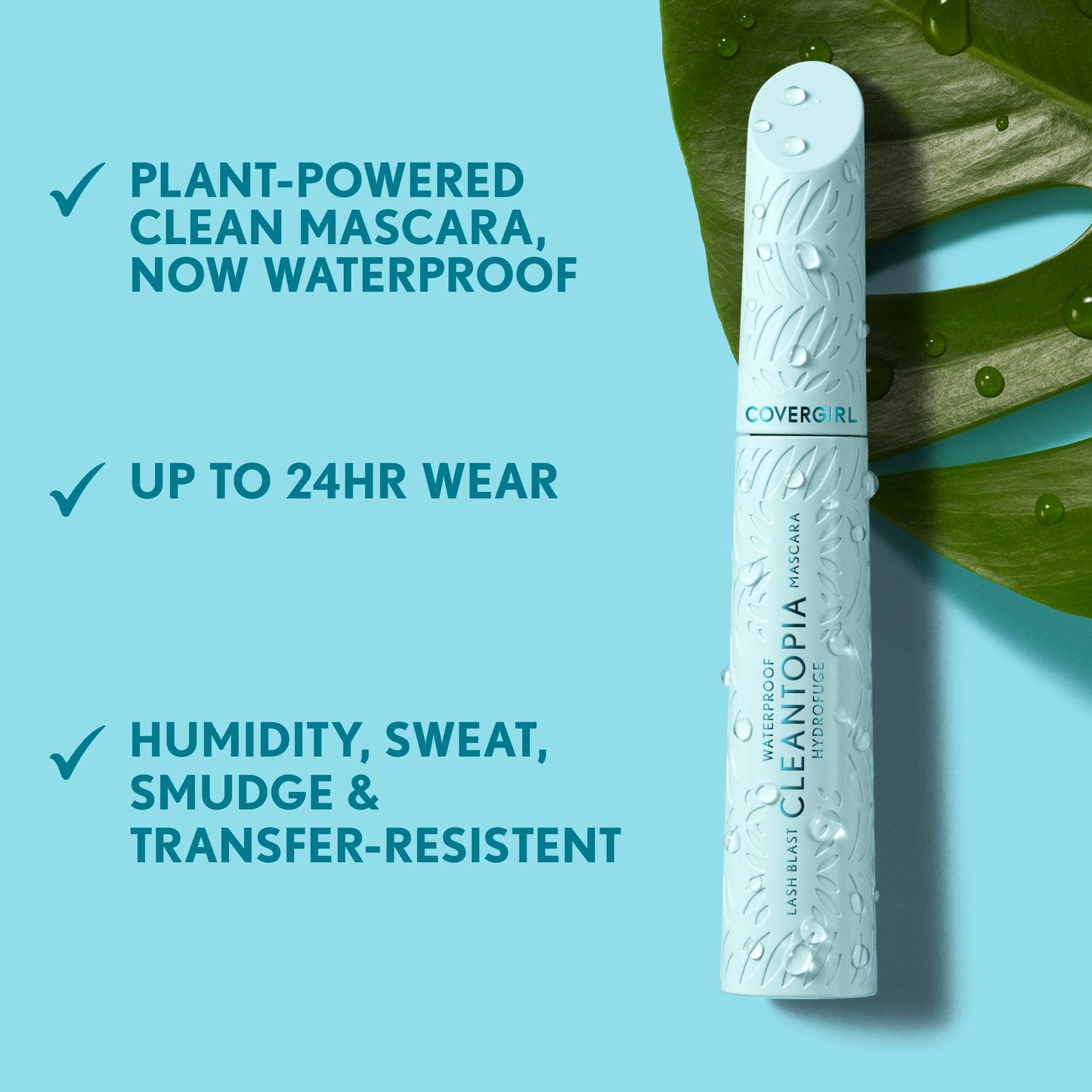 CoverGirl Lash Blast Cleantopia Waterproof Mascara – Volumizing, Transfer-Proof, Aloe Leaf Extract & Vitamin E